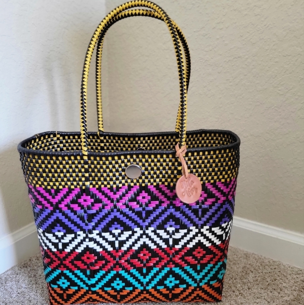 Oaxacan Handwoven Tote Bag- 16"w x 13"h x 5.5"d